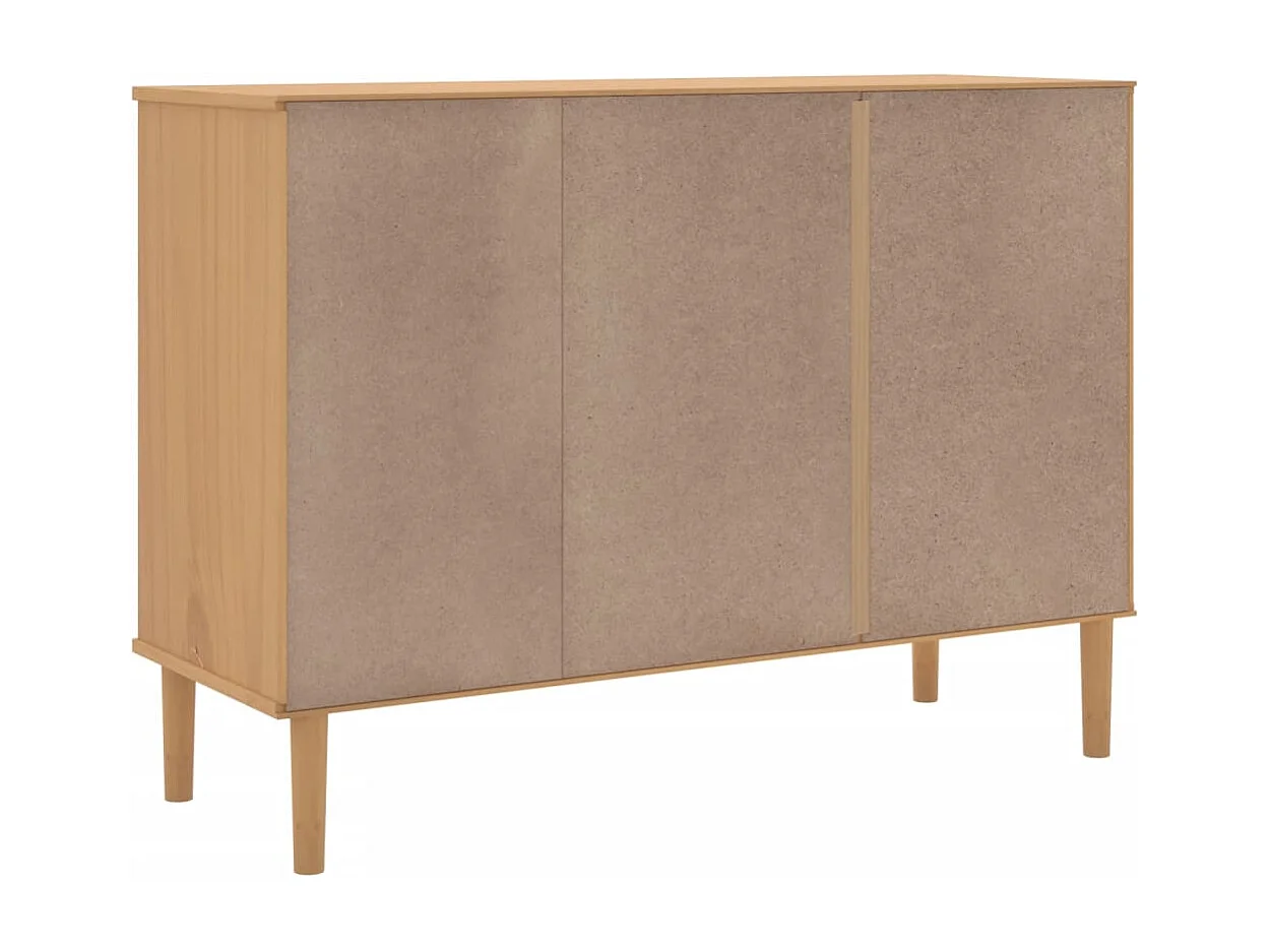 Buffet SENJA aspect rotin marron 112x40x80 bois massif de pin