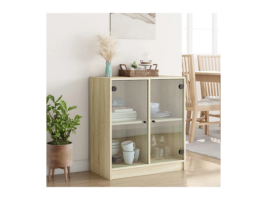 Armoire latérale avec portes en verre chêne sonoma 68x37x75,5