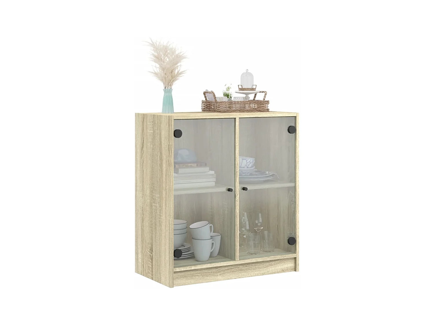 Armoire latérale avec portes en verre chêne sonoma 68x37x75,5