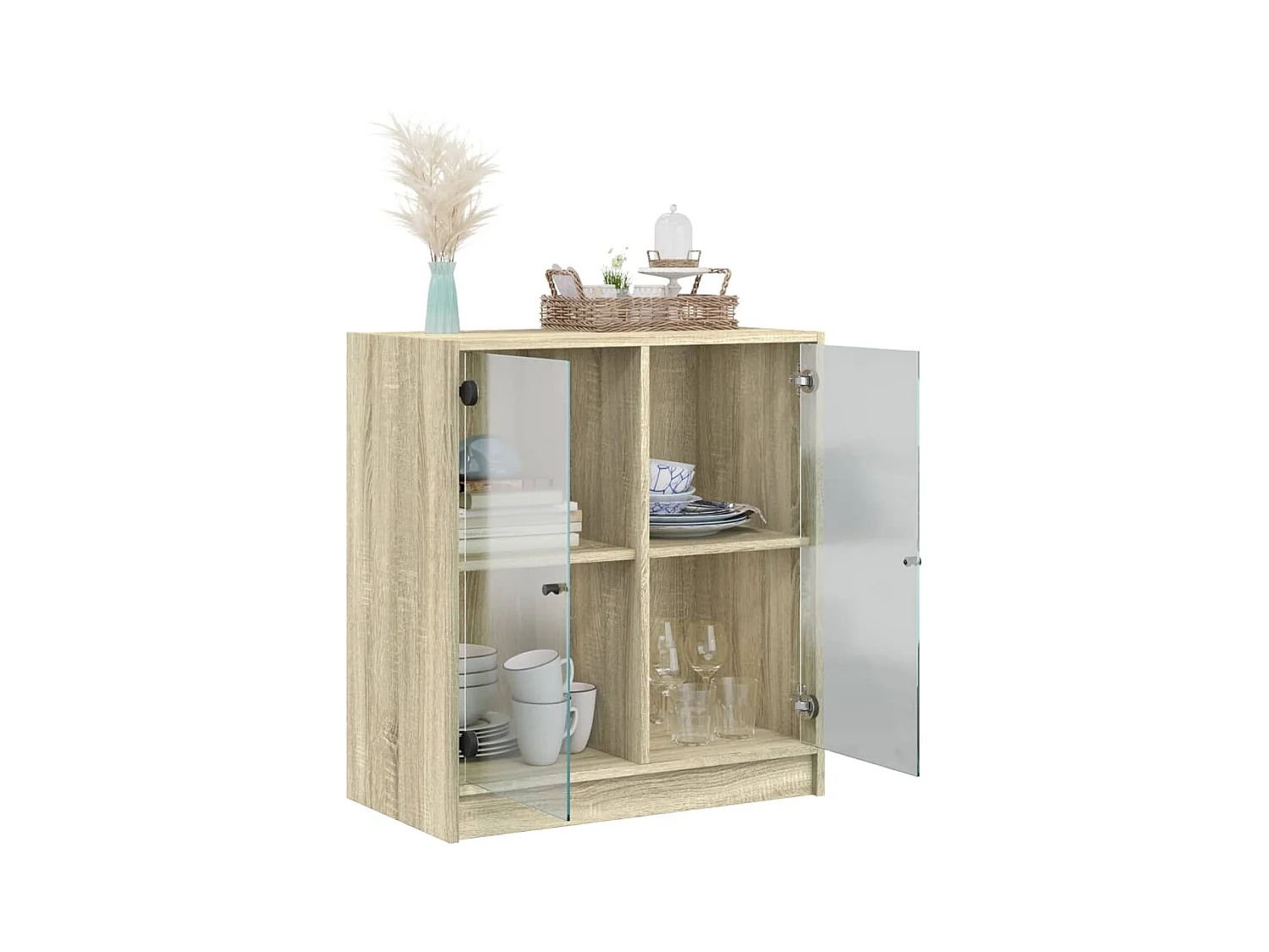 Armoire latérale avec portes en verre chêne sonoma 68x37x75,5