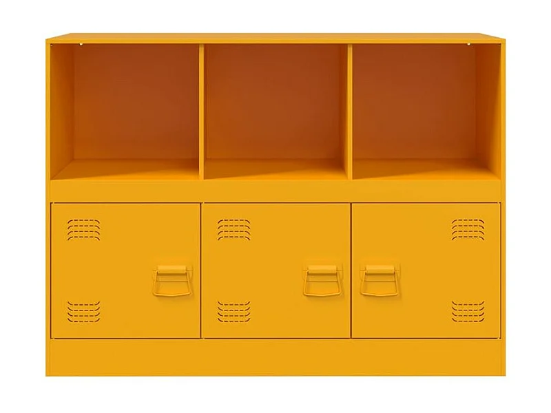 Meuble de rangement 3 portes 3 niches en acier Lazard 99cm - Style Industriel-Couleur Jaune curry
