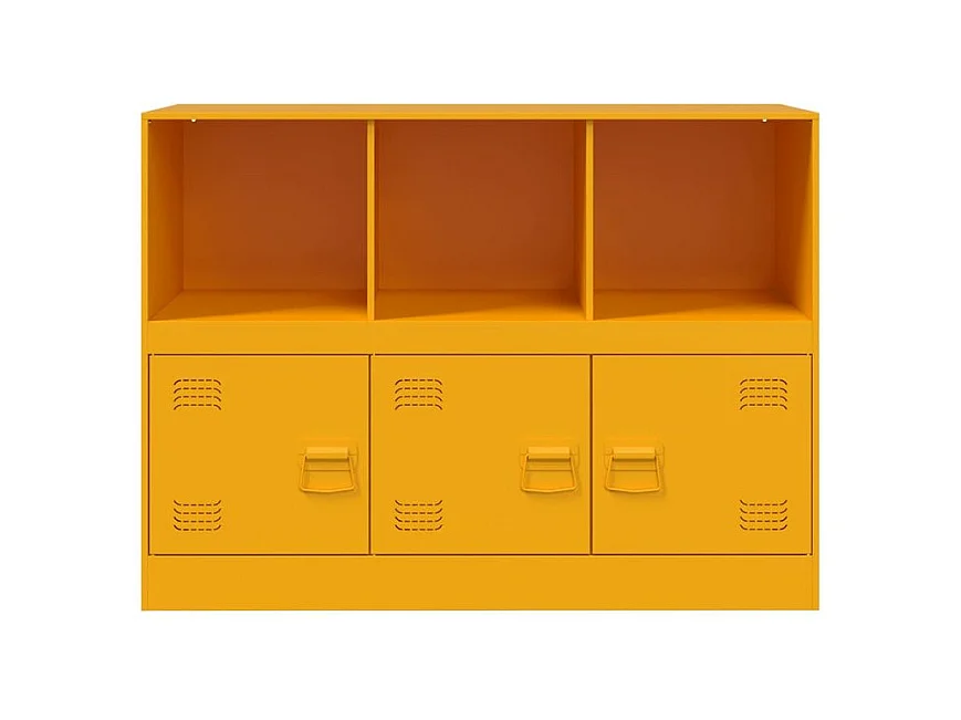 Meuble de rangement 3 portes 3 niches en acier Lazard 99cm - Style Industriel-Couleur Jaune curry