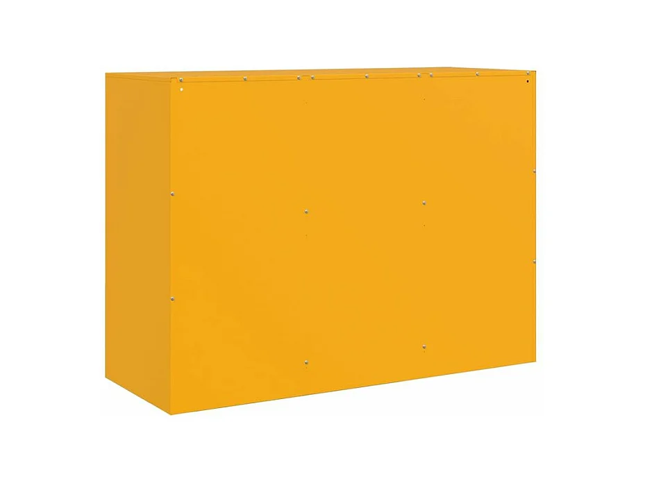 Meuble de rangement 3 portes 3 niches en acier Lazard 99cm - Style Industriel-Couleur Jaune curry