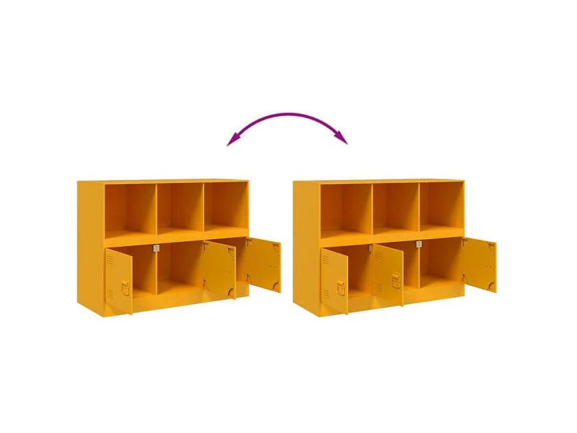 Meuble de rangement 3 portes 3 niches en acier Lazard 99cm - Style Industriel-Couleur Jaune curry