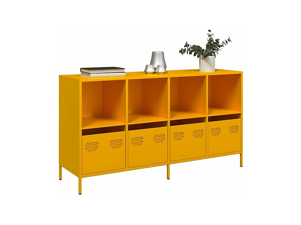 Buffet jaune moutarde 135x39x73,5 acier laminé à froid