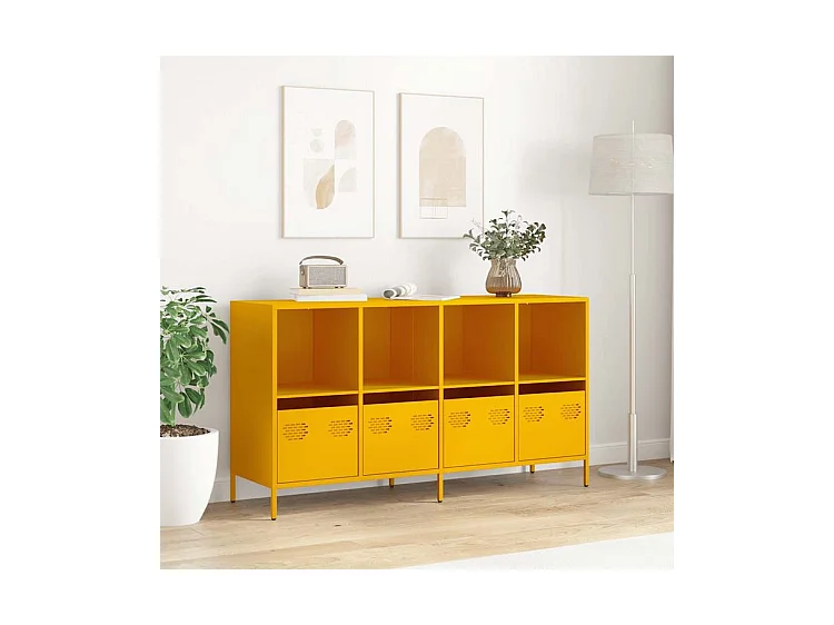 Buffet jaune moutarde 135x39x73,5 acier laminé à froid