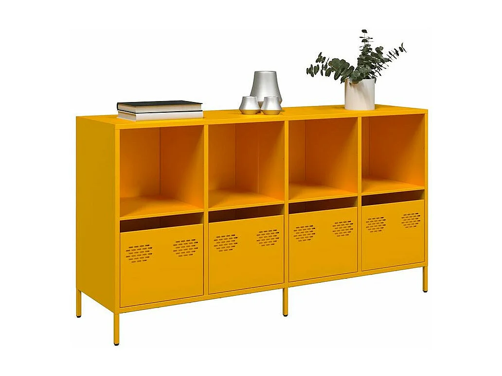Buffet jaune moutarde 135x39x73,5 acier laminé à froid