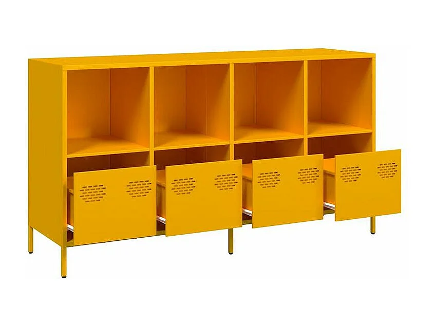 Buffet jaune moutarde 135x39x73,5 acier laminé à froid