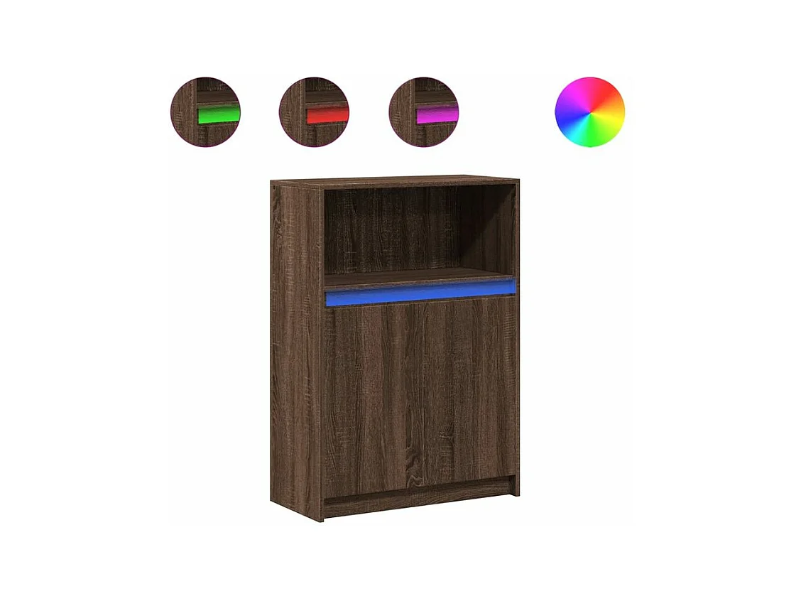 Buffet avec LED chêne marron 72x34x100 bois d'ingénierie