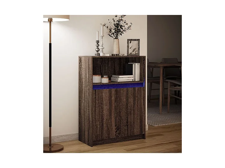 Buffet avec LED chêne marron 72x34x100 bois d'ingénierie