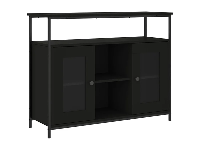 Buffet noir 100x35x80 bois d'ingénierie