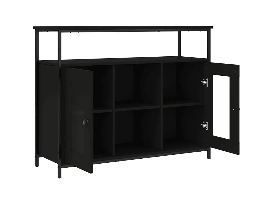 Buffet noir 100x35x80 bois d'ingénierie