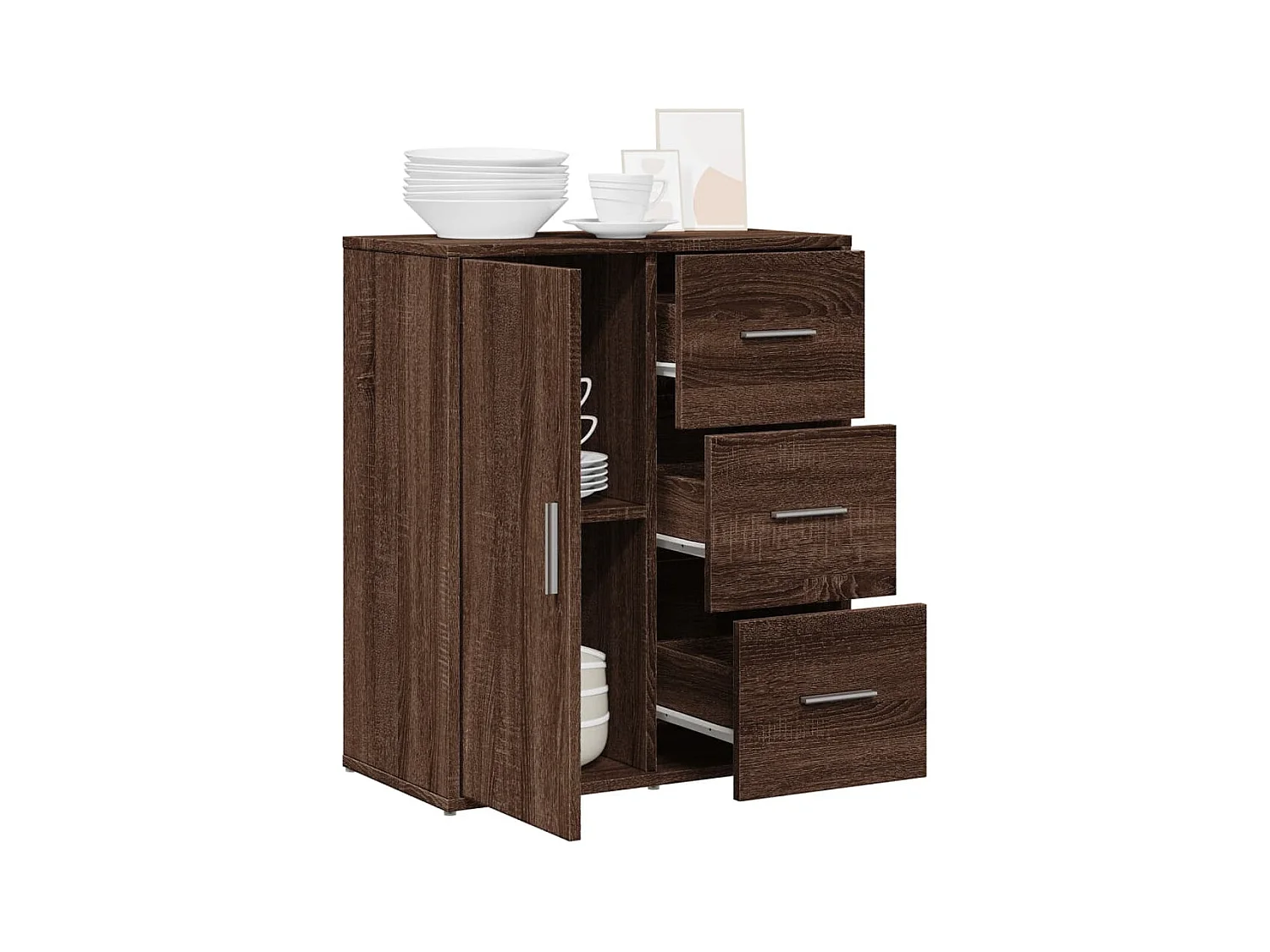 Buffet chêne marron 60x31x70 bois d'ingénierie