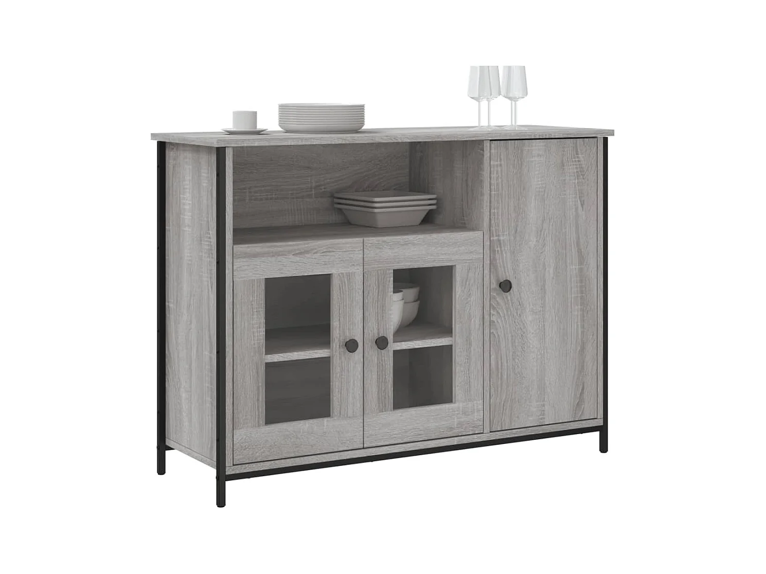 Petit buffet classique Krypta 100cm – Élégance et fonctionnalité-Couleur Chêne gris