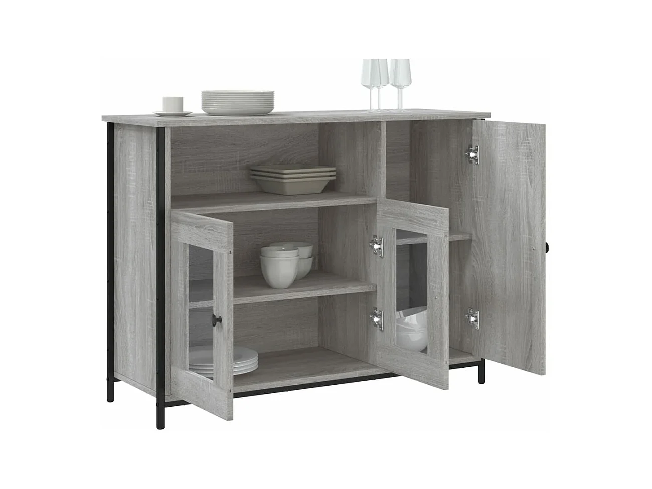 Petit buffet classique Krypta 100cm – Élégance et fonctionnalité-Couleur Chêne gris