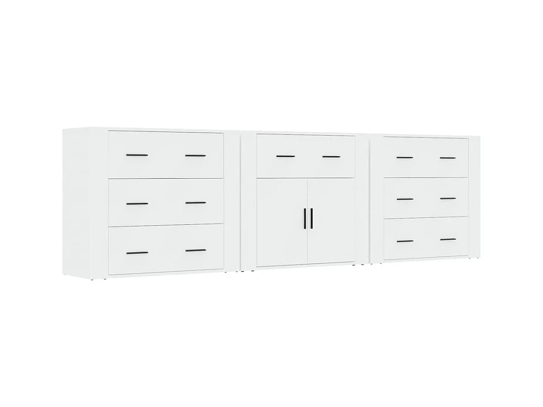 Buffets 3 pcs Blanc Bois d'ingénierie