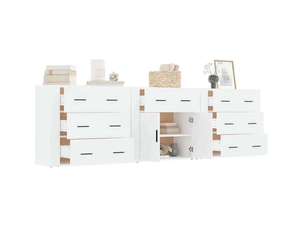 Buffets 3 pcs Blanc Bois d'ingénierie