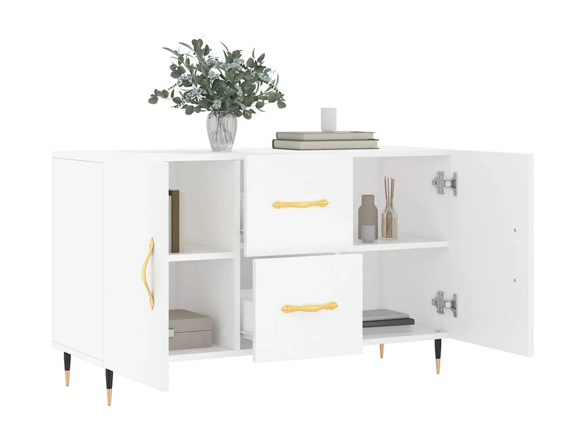 Buffet blanc 100x36x60 bois d'ingénierie