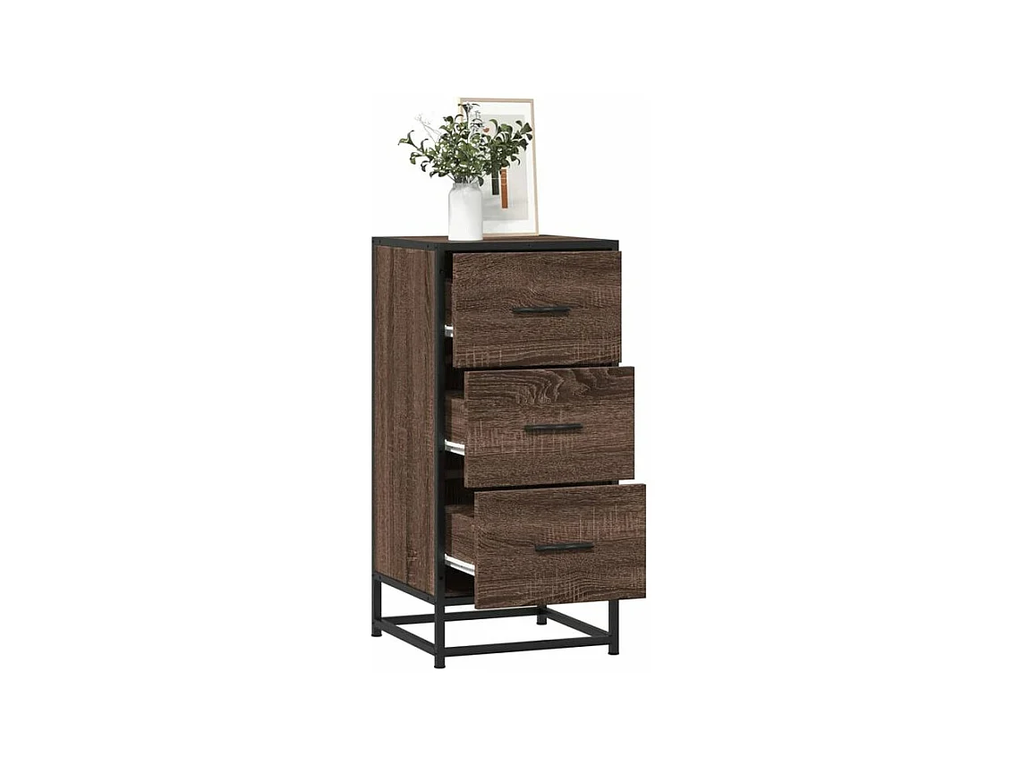 Buffet chêne marron 35,5x35x76 bois d'ingénierie et métal