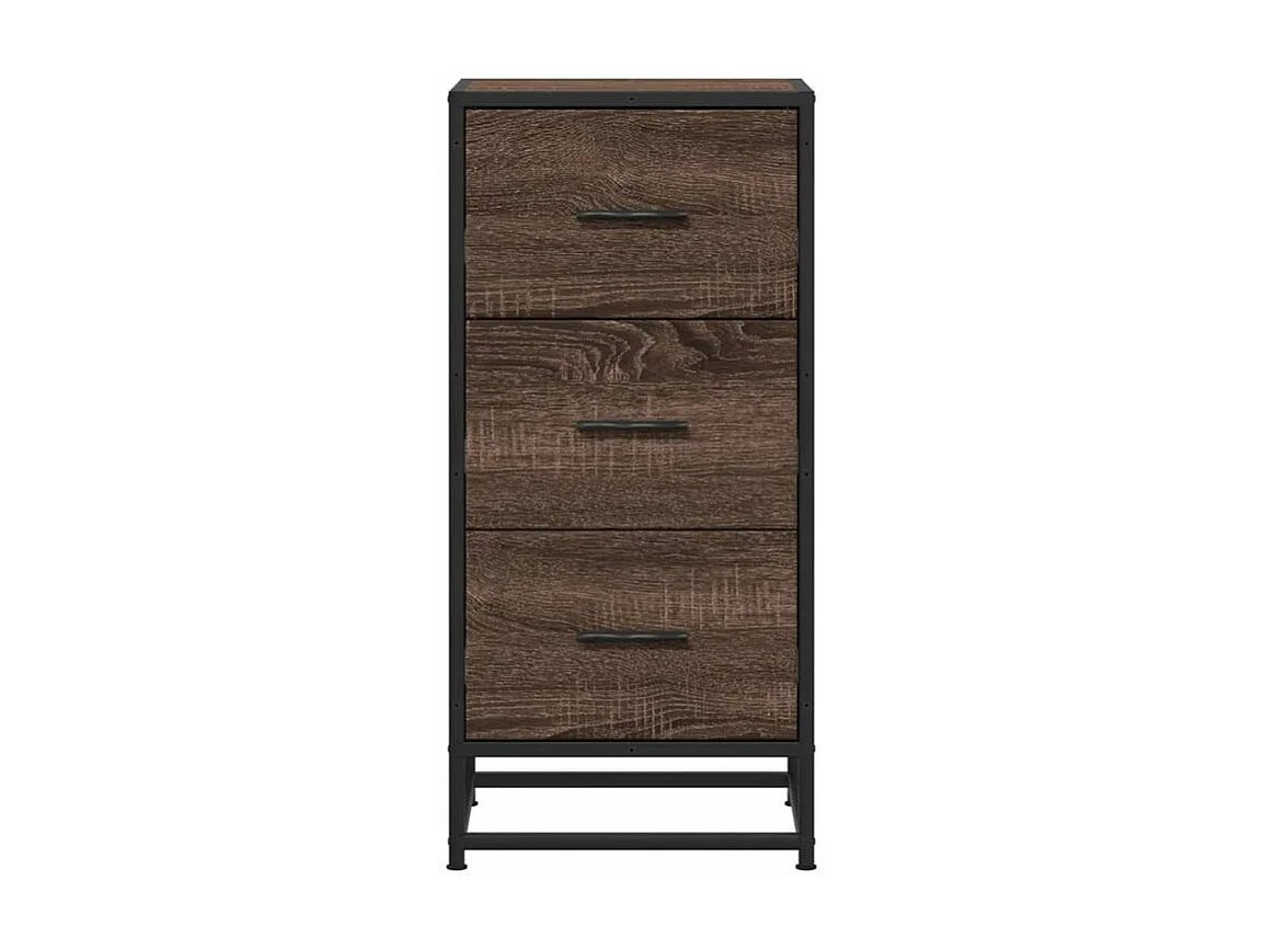 Buffet chêne marron 35,5x35x76 bois d'ingénierie et métal