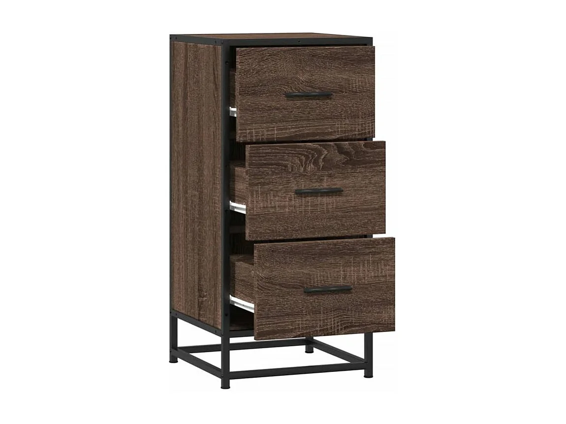 Buffet chêne marron 35,5x35x76 bois d'ingénierie et métal