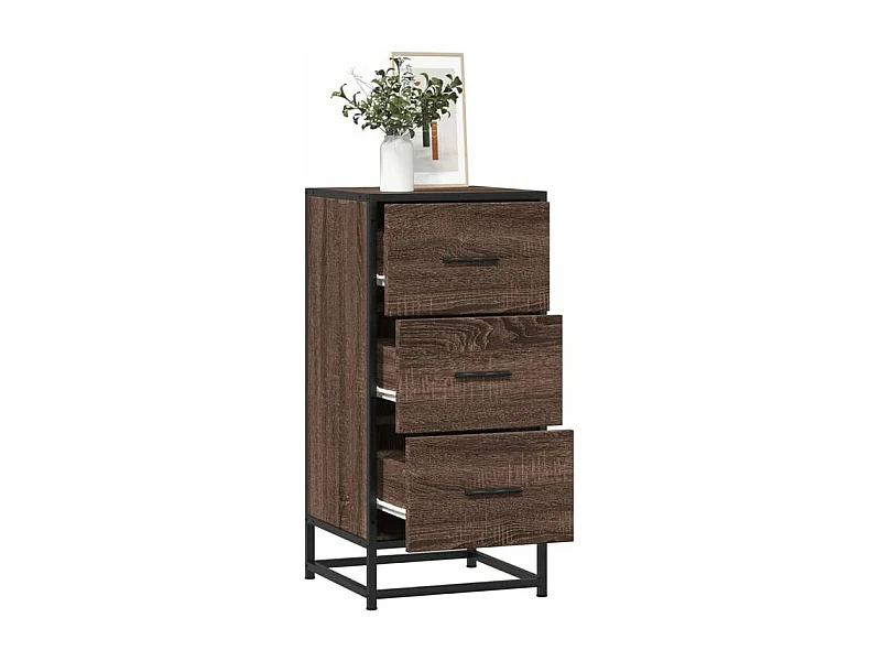 Buffet chêne marron 35,5x35x76 bois d'ingénierie et métal