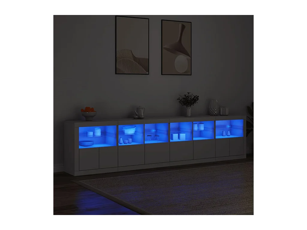 Buffet avec lumières LED blanc 283x37x67