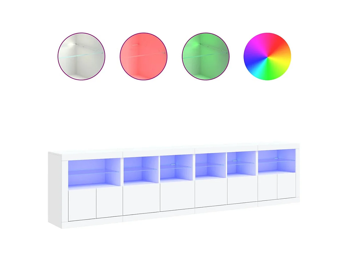 Buffet avec lumières LED blanc 283x37x67