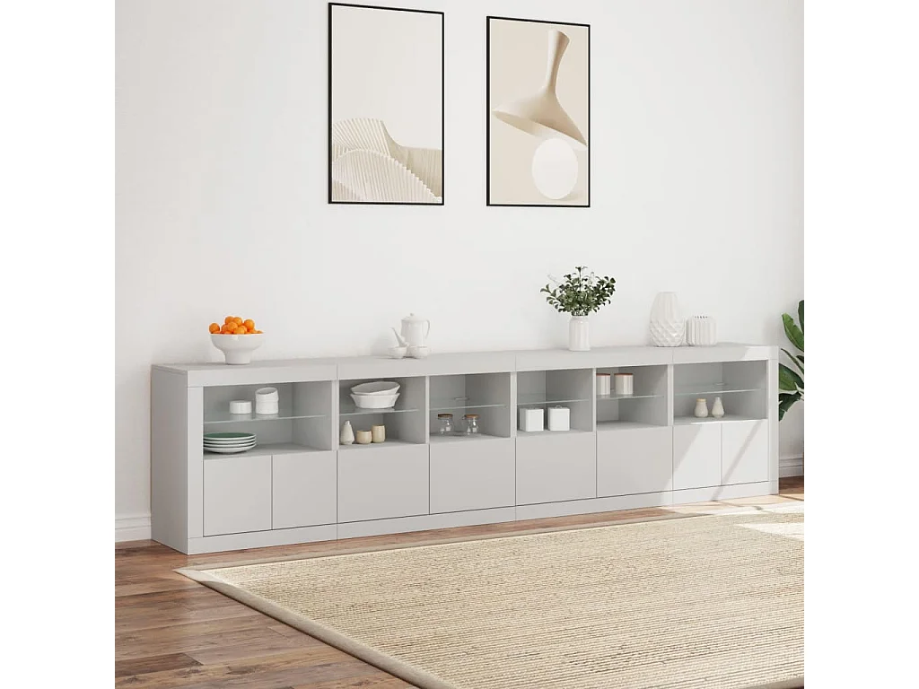 Buffet avec lumières LED blanc 283x37x67
