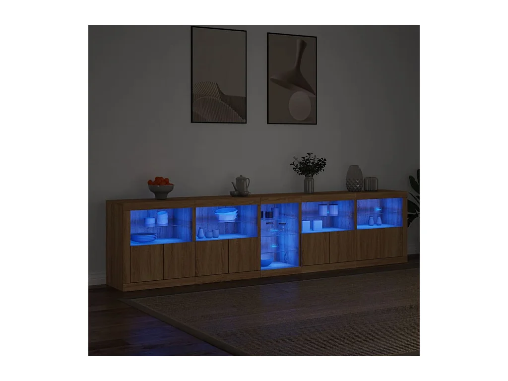 Buffet avec lumières LED chêne sonoma 283x37x67