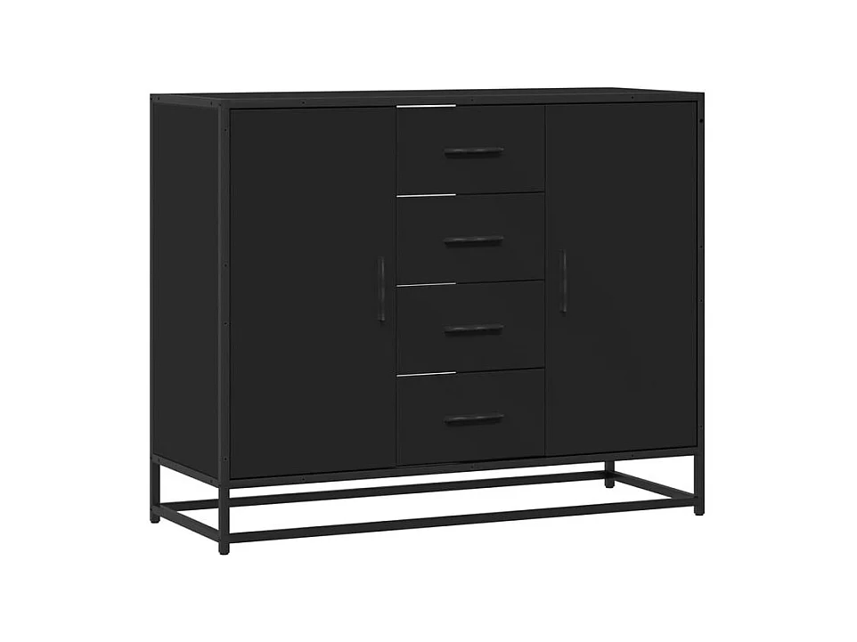 Buffet noir 92x35x76 bois d’ingénierie