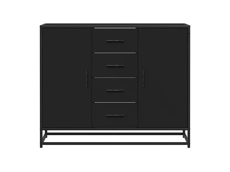 Buffet noir 92x35x76 bois d’ingénierie