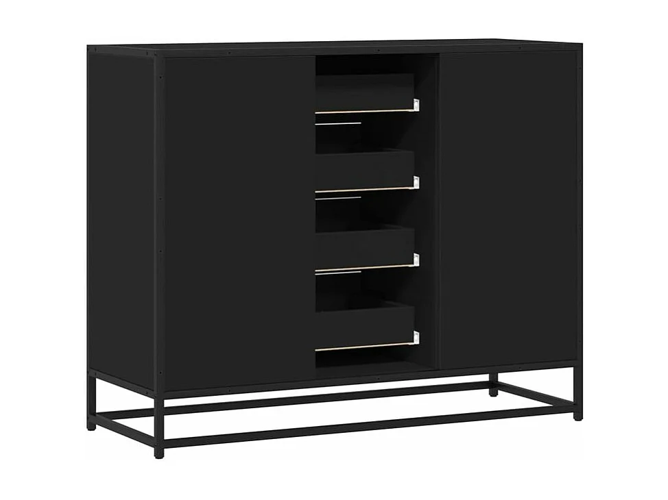 Buffet noir 92x35x76 bois d’ingénierie