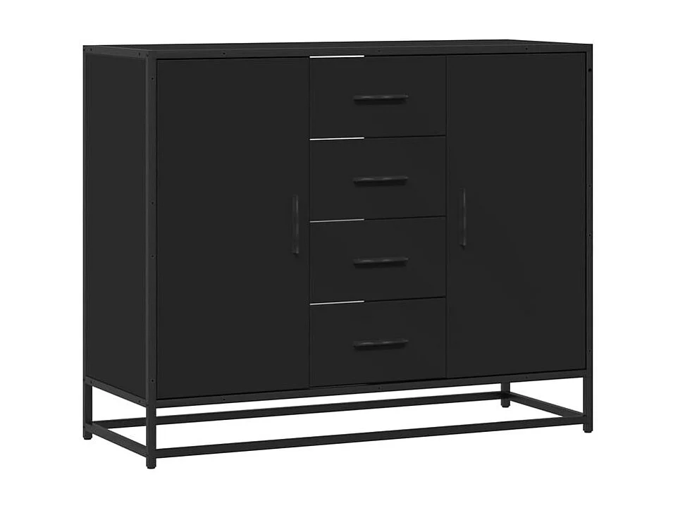Buffet noir 92x35x76 bois d’ingénierie