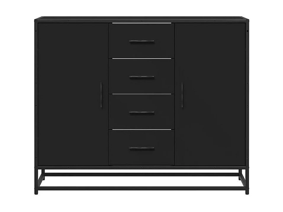 Buffet noir 92x35x76 bois d’ingénierie
