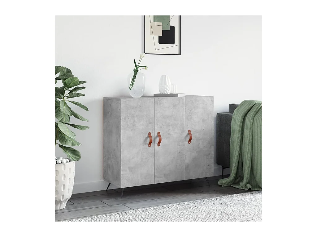 Buffet gris béton 90x34x80 bois d'ingénierie