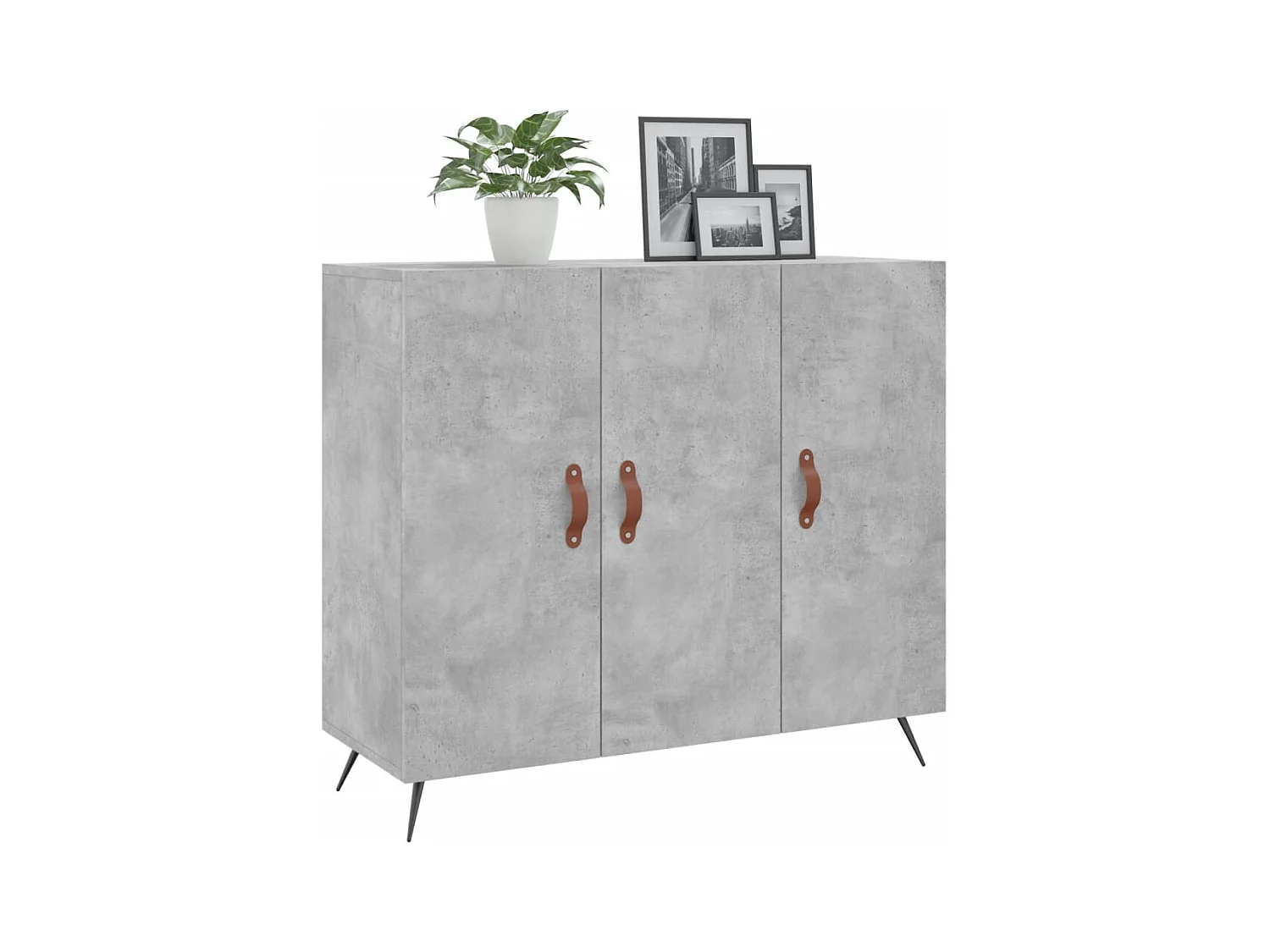 Buffet gris béton 90x34x80 bois d'ingénierie