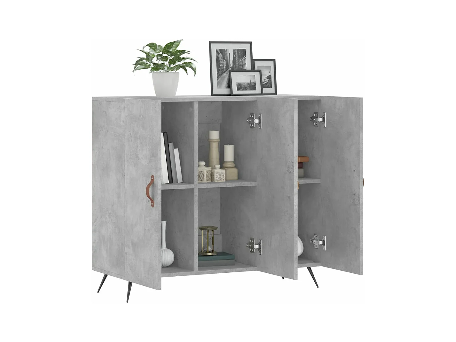 Buffet gris béton 90x34x80 bois d'ingénierie