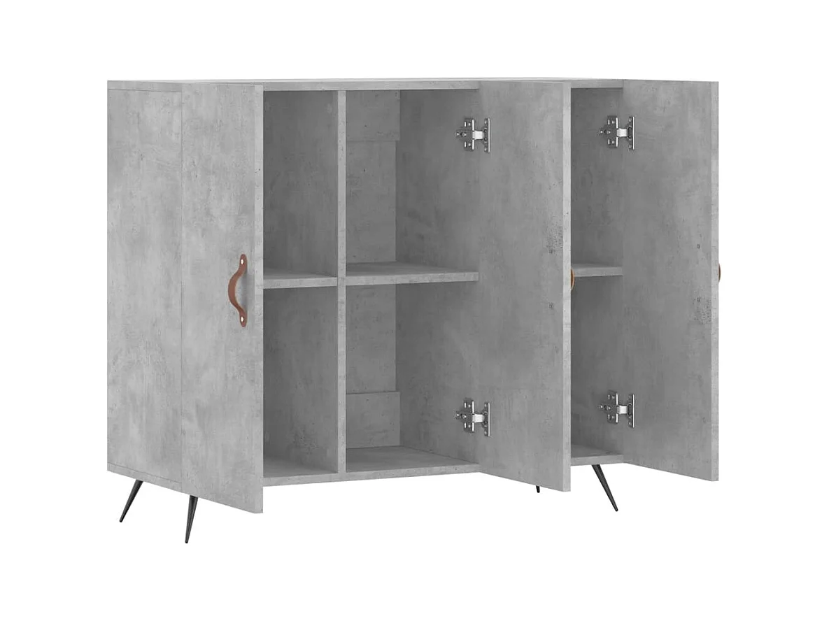 Buffet gris béton 90x34x80 bois d'ingénierie