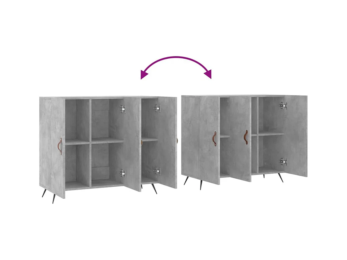 Buffet gris béton 90x34x80 bois d'ingénierie