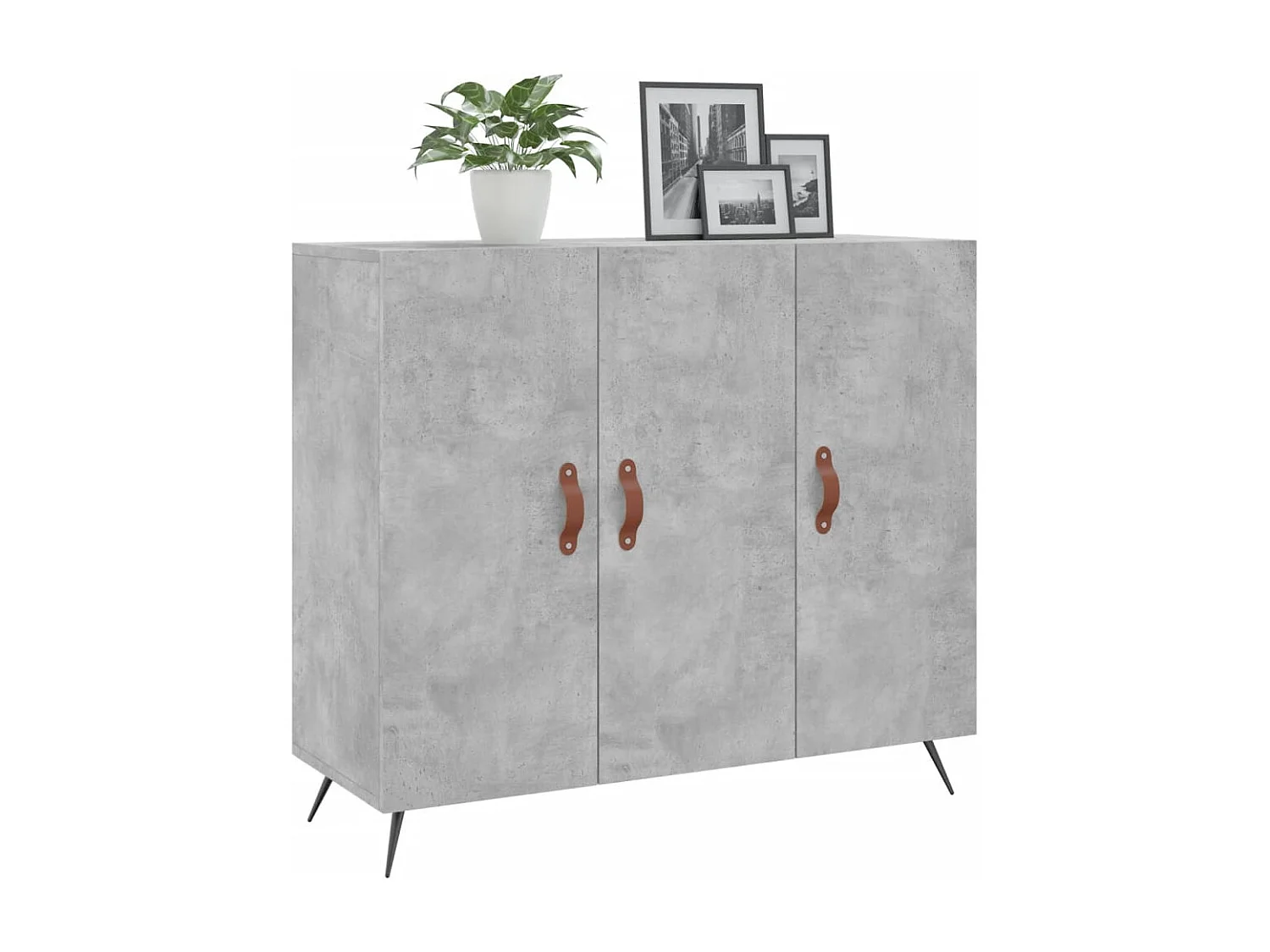 Buffet gris béton 90x34x80 bois d'ingénierie
