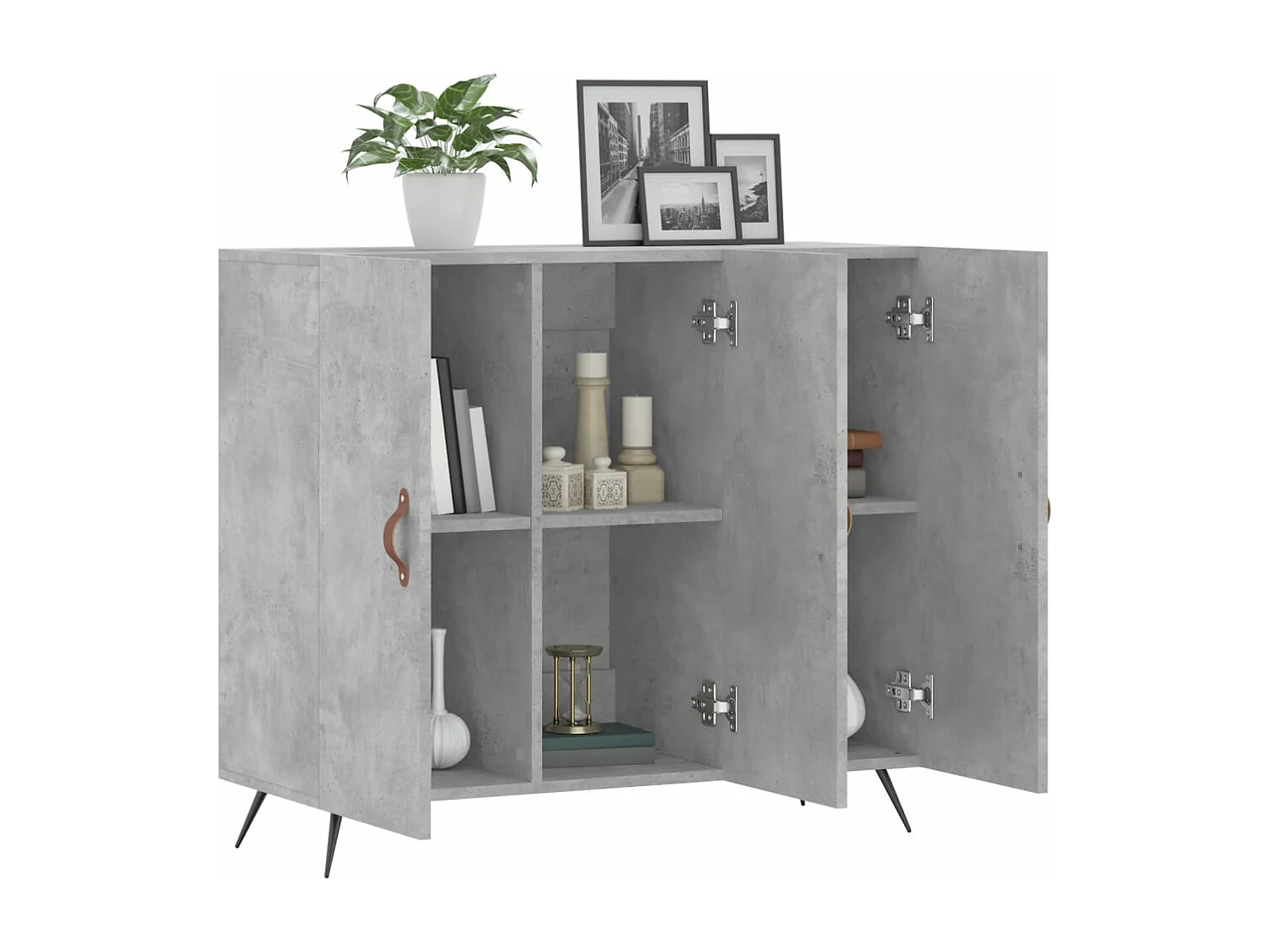 Buffet gris béton 90x34x80 bois d'ingénierie