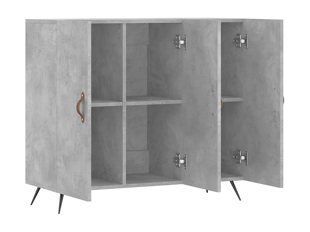 Buffet gris béton 90x34x80 bois d'ingénierie