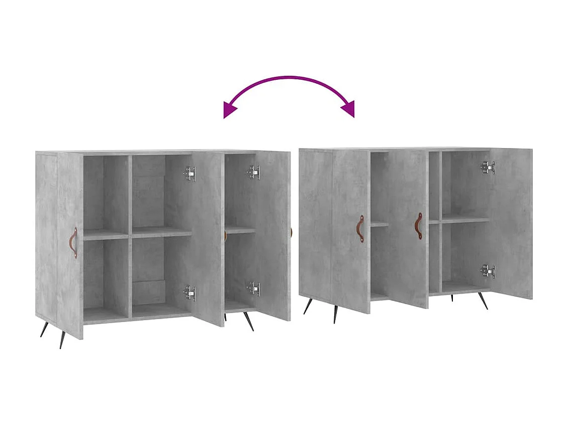 Buffet gris béton 90x34x80 bois d'ingénierie