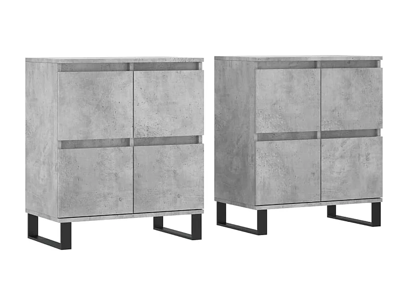 Buffets 2 pcs gris béton bois d'ingénierie