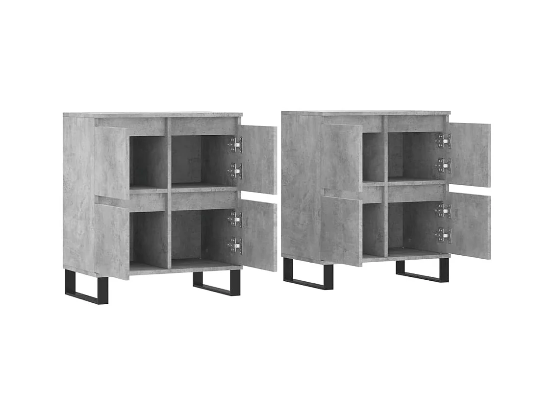 Buffets 2 pcs gris béton bois d'ingénierie