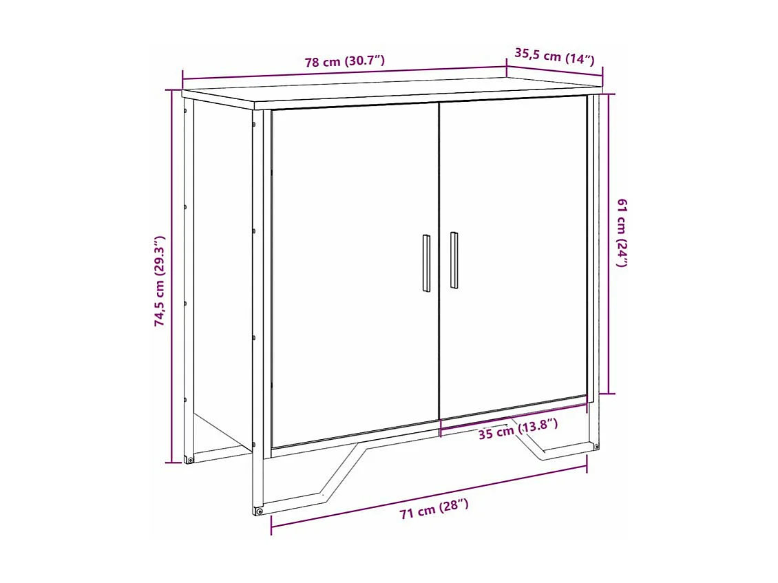 Buffet chêne sonoma 78x35,5x74,5 bois d'ingénierie