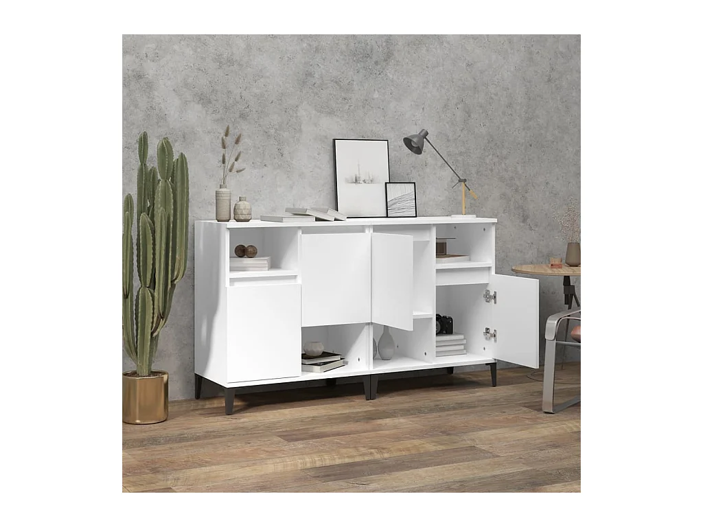 Buffets 2 pcs blanc 60x35x70 bois d'ingénierie