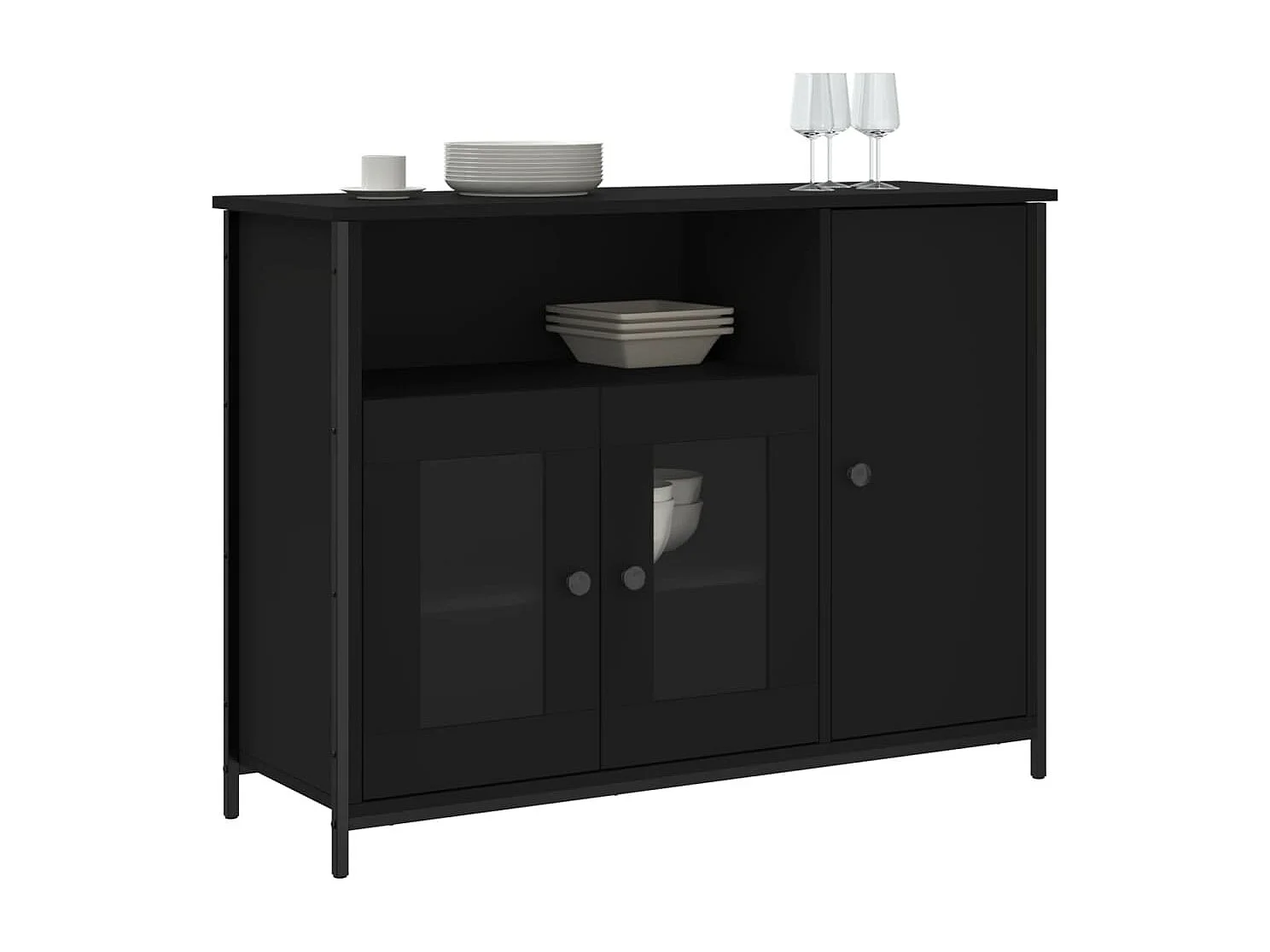 Petit buffet classique Krypta 100cm – Élégance et fonctionnalité-Couleur Noir