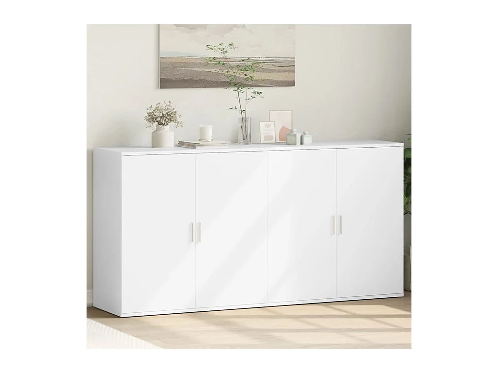 Buffets 2 pcs blanc 79x38x80 bois d’ingénierie